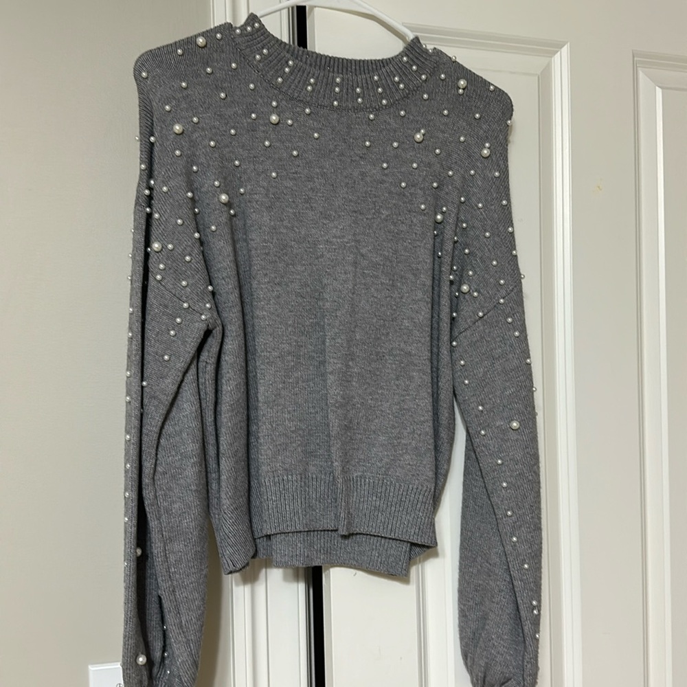 Grey pearl sweater